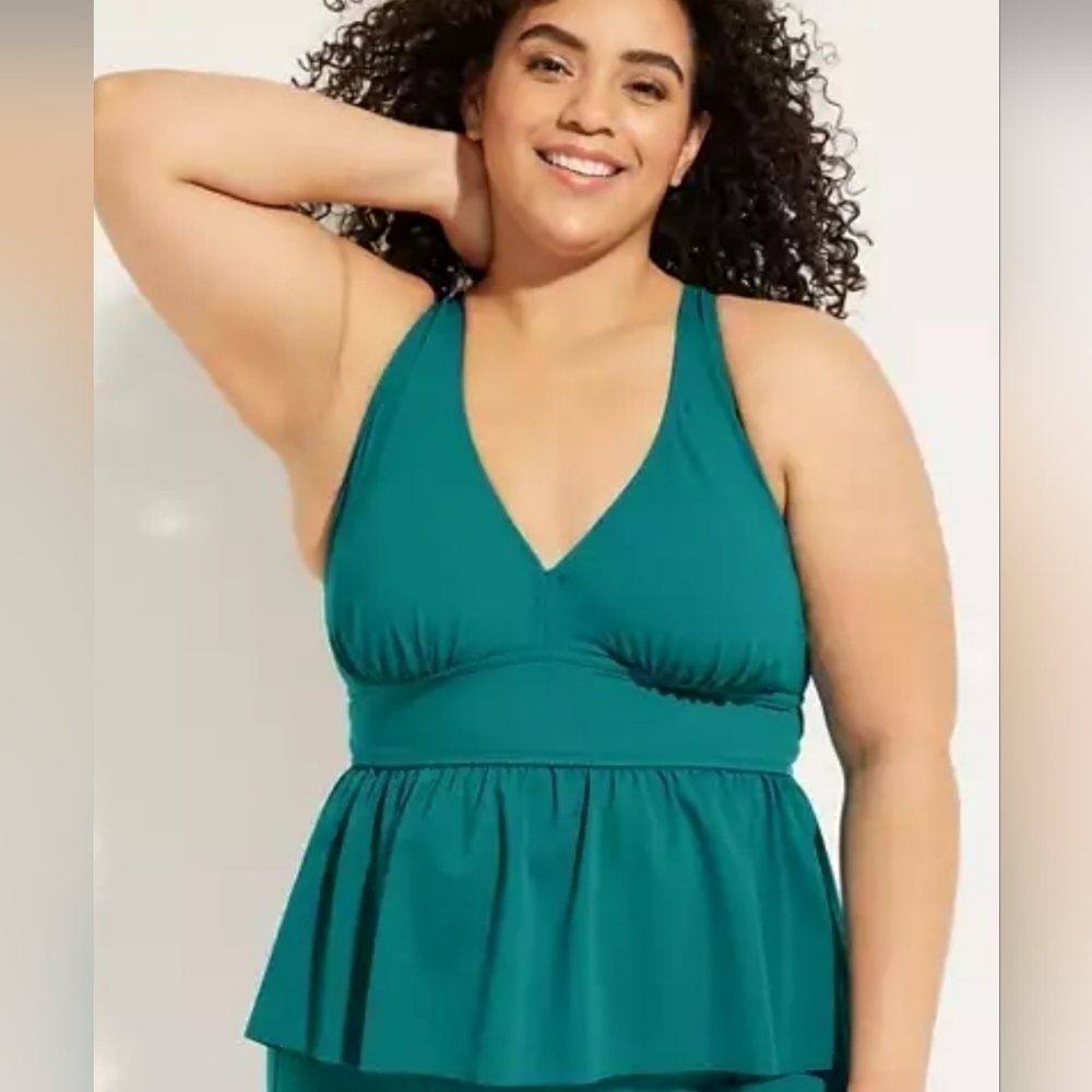 Maurices American Beach Tankini Top in Green Size 2X